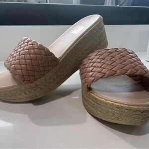 Braided Tan Wedge Sandals